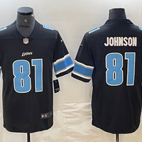 Calvin Johnson #81 Detroit Lions Black Replica Player Jersey - JerseysFreak