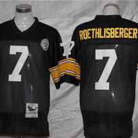 Men's Pittsburgh Steelers Reebok Roethlisberger Mitchell & Ness Black Legacy Replica Jersey1