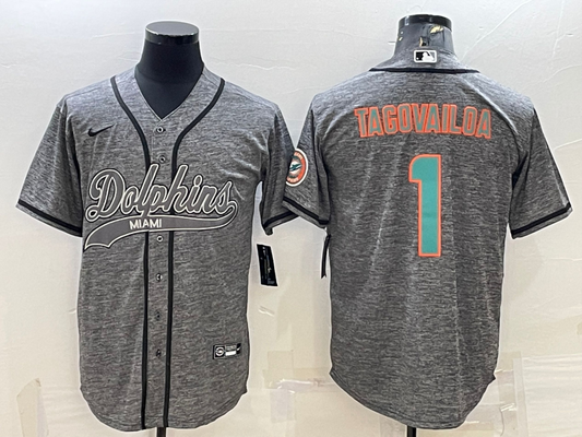 Men's Miami Dolphins Tua Tagovailoa #1 Gray Game Jersey1 Joint Edition