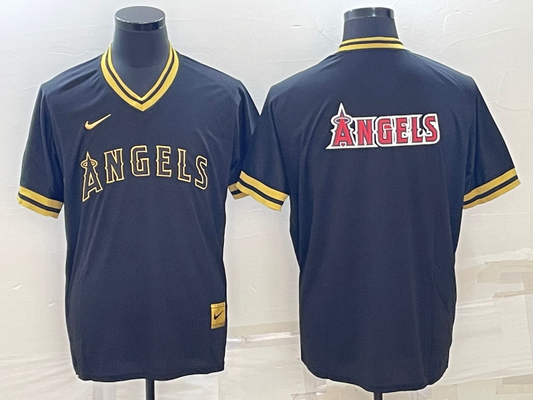 Men's Los Angeles Angels Black Alternate Replica Player Jersey1