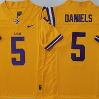 Men's LSU Tigers Jayden Daniels #5 Yellow Player Jersey