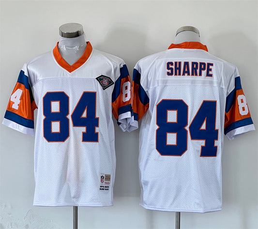 Men's Denver Broncos Shannon Sharpe Mitchell & Ness White Legacy Replica Jersey1