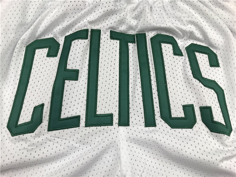 Men's Boston Celtics White Basketball Retro Shorts1
