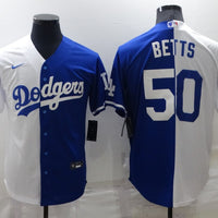 Men's Los Angeles Dodgers Mookie Betts #50 White/Blue Replica Baseball Jersey1