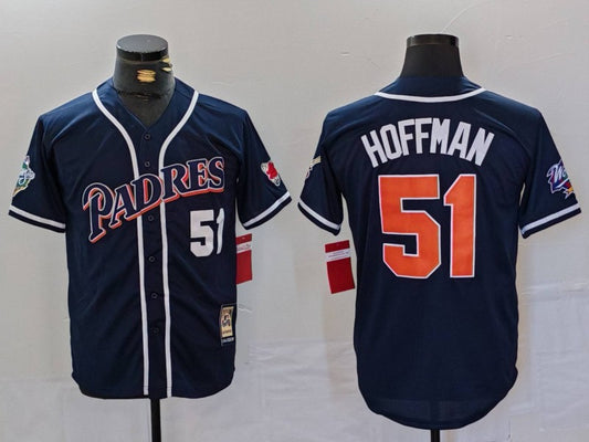 Men's San Diego Padres Trevor Hoffman #51 Navy Replica Player Jersey1