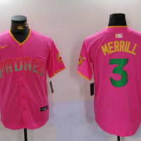 Men's San Diego Padres Jackson Merrill #3 Pink Replica Player Jersey1