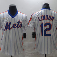 Men's New York Mets Francisco Lindor #12 White Stitched Jersey1