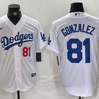 Men's Los Angeles Dodgers Victor Gonzalez #81 White Home Limited Player Jersey1