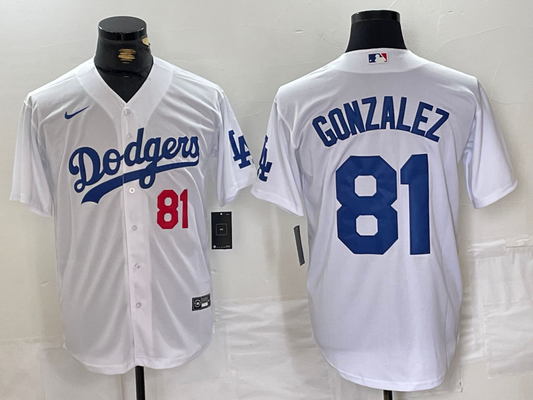 Men's Los Angeles Dodgers Victor Gonzalez #81 White Home Limited Player Jersey1
