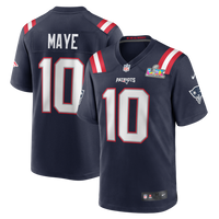 Men's New England Patriots Drake Maye #10 Navy Super Bowl LX Patch Game Jersey