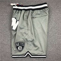 Men's Brooklyn Nets Gray Basketball Retro Shorts1