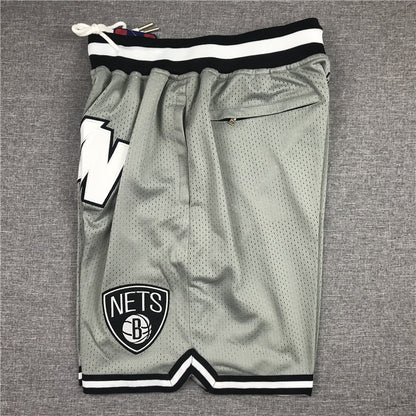 Men's Brooklyn Nets Gray Basketball Retro Shorts1