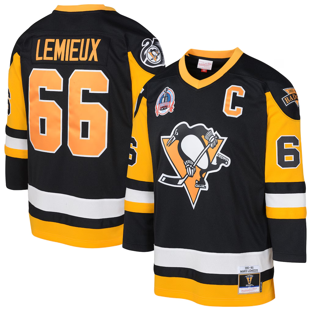 Men's Pittsburgh Penguins Mario Lemieux #66 Black 1991-92 Power Play Jersey