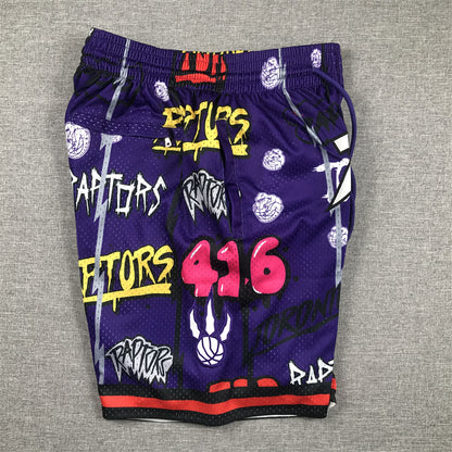Men's Toronto Raptors Purple Graffiti Edition Pocket Shorts1