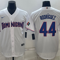 Men's 2023 World Baseball Classic #44 Julio Rodriguez Dominican Republic White Jersey1