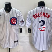 Men's Chicago Cubs Alex Bregman #3 White USA 250 Fourth of July Home Stadium Jersey