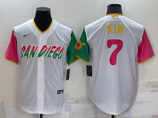 Men's San Diego Padres Ha-Seong Kim #7 White Stitched Jersey1
