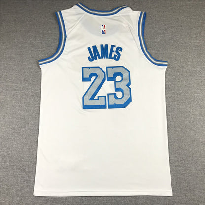 Men's Los Angeles Lakers LeBron James 2020/21 White Swingman Jersey1 City Edition