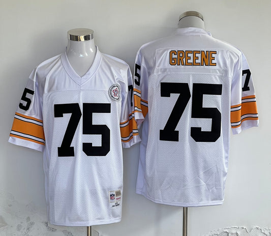 Men's Pittsburgh Steelers Joe Greene Mitchell & Ness White Legacy Replica Jersey1