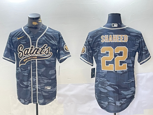 Men's New Orleans Saints Rashid Shaheed #22 Grey Camouflage Player Jersey1