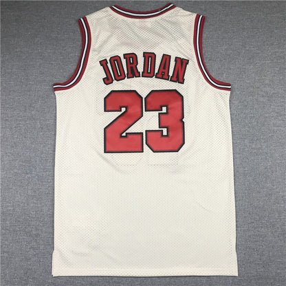 Men's Chicago Bulls Michael Jordan #23 Cream 1995-96 Hardwood Classics Jersey1