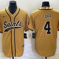 Men's New Orleans Saints Derek Carr #4 Yellow Game Jersey1 Joint Edition