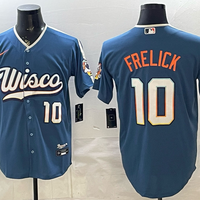 Men's Milwaukee Brewers Sal Frelick #10 Mineral Blue 2026 City Connect Stadium Jersey