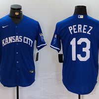 Men's Kansas City Royals Salvador Perez #13 Royal Replica Player Jersey1