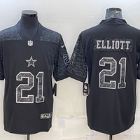 Men's Dallas Cowboys Ezekiel Elliott #21 Black RFLCTV Limited Jersey1