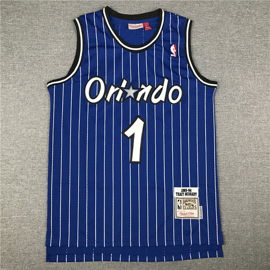 Men's Orlando Magic Tracy McGrady 2003-04 Blue Hardwood Classics Swingman Jersey1