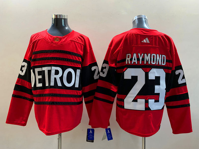 Men's Detroit Red Wings Lucas Raymond #23 Red Breakaway Player Jersey1