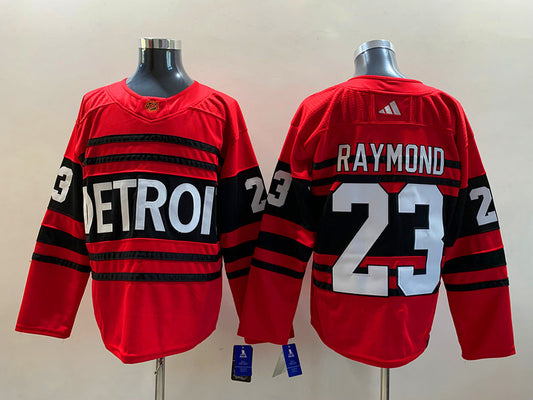 Men's Detroit Red Wings Lucas Raymond #23 Red Breakaway Player Jersey1