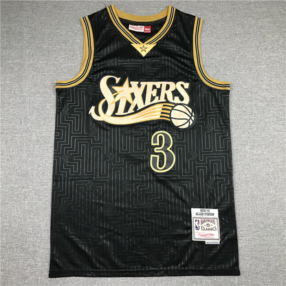 Men's Philadelphia 76ers Allen Iverson Black 2000-01 Hardwood Classics Jersey1