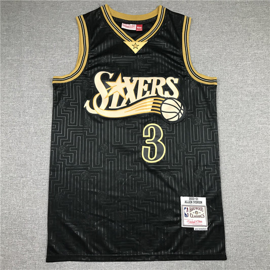 Men's Philadelphia 76ers Allen Iverson Black 2000-01 Hardwood Classics Jersey1