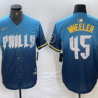 Men's Philadelphia Phillies Zack Wheeler #45 Blue 2024 City Connect Limited Player Jersey1