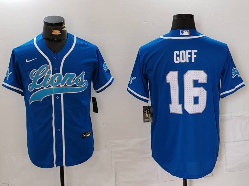 Jared Goff #16 Detroit Lions Blue Game Jersey - JerseysFreak