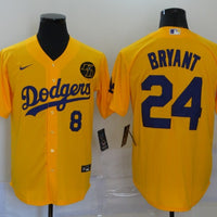 Men's Los Angeles Dodgers Kris Bryant #8-24 Yellow Replica Baseball Jersey1