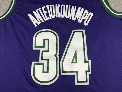 Men's Milwaukee Bucks Giannis Antetokounmpo #34 Purple 2022/23 Swingman Jersey1 - Classic Edition