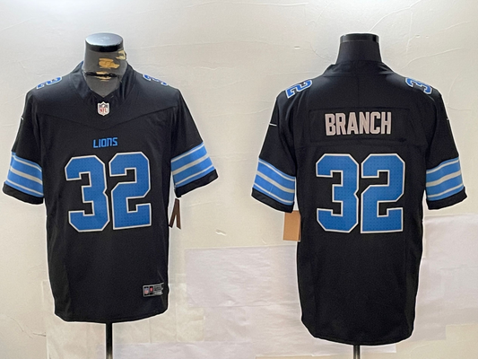 Men's Detroit Lions Brian Branch #32 Black Alternate Game Jersey1