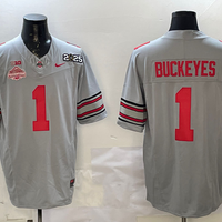 Men's Ohio State Buckeyes Quinshon Judkins Gray 2025 CFP Final National Champions Patch F.U.S.E. Jersey