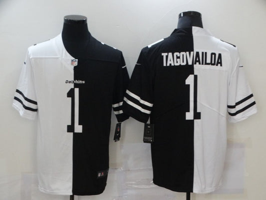Men's Miami Dolphins Tua Tagovailoa #1 Black/White Game Jersey1