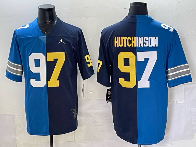 Aidan Hutchinson #97 Detroit Lions Blue Navy Game Jersey - JerseysFreak