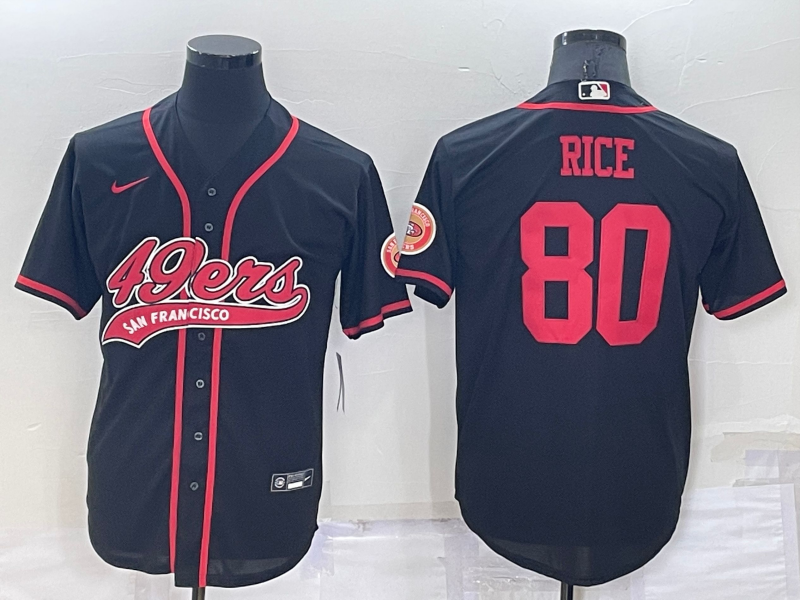 Men's San Francisco 49ers Jerry Rice #80 Black Game Jersey1 Joint Edition