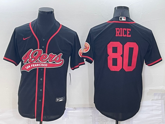 Men's San Francisco 49ers Jerry Rice #80 Black Game Jersey1 Joint Edition