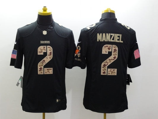 Men's Cleveland Browns Johnny Manziel #2 Black Player Game Jersey1