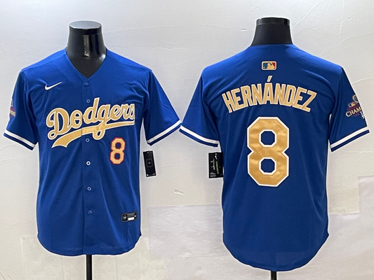 Men's Los Angeles Dodgers Enrique Hernandez #8 Royal 2025 Gold Collection Limited Jersey1