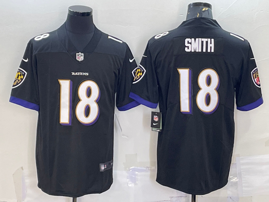 Men's Baltimore Ravens Roquan Smith #18 Black Game Jersey1