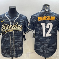 Men's Pittsburgh Steelers Terry Bradshaw #12 Gray Camouflage Game Jersey1