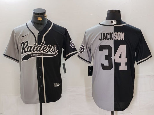 Men's Las Vegas Raiders Bo Jackson #34 Gray/Black Game Jersey1