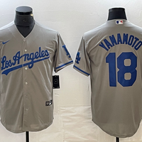 Men's Los Angeles Dodgers Yoshinobu Yamamoto #18 Gray Player Jersey1